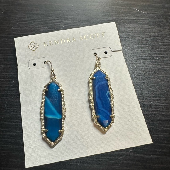 GUC Kendra Scott Blue Agate Fran (smaller) Earrings - See Video for True color - Picture 4 of 9